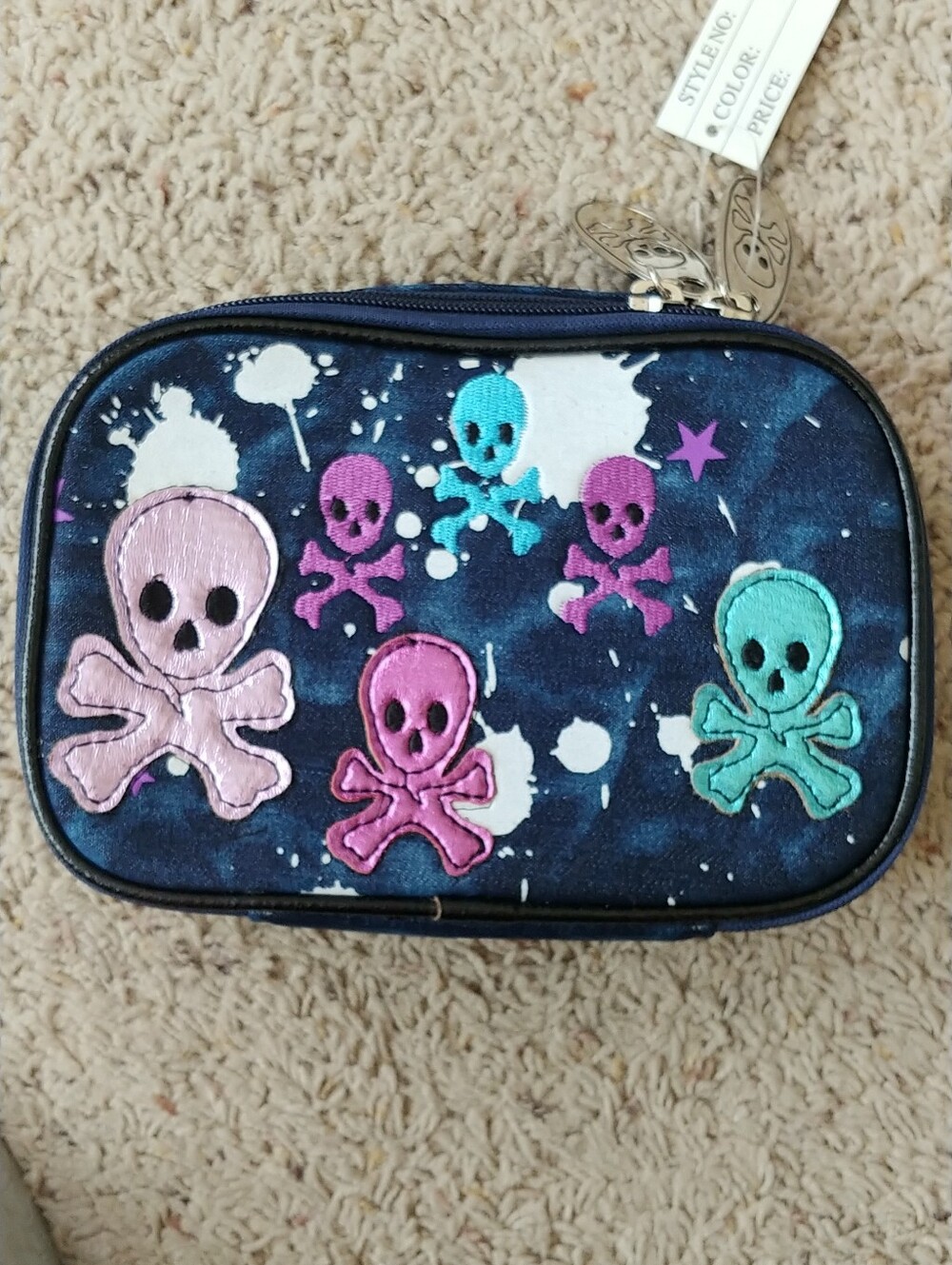 Blue Skull Pattern Canvas Bag & Free Gift